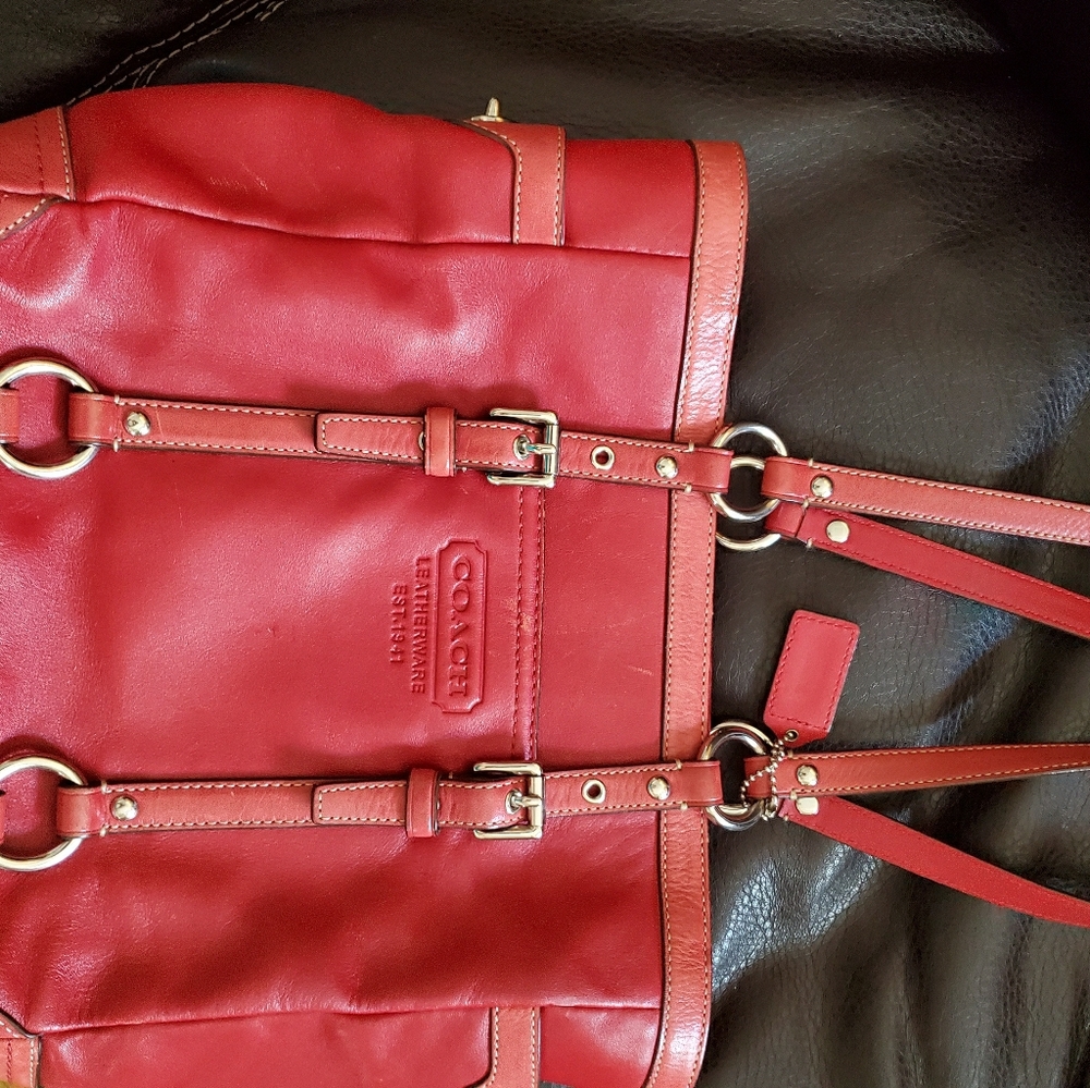 Vintage red coach purse leather